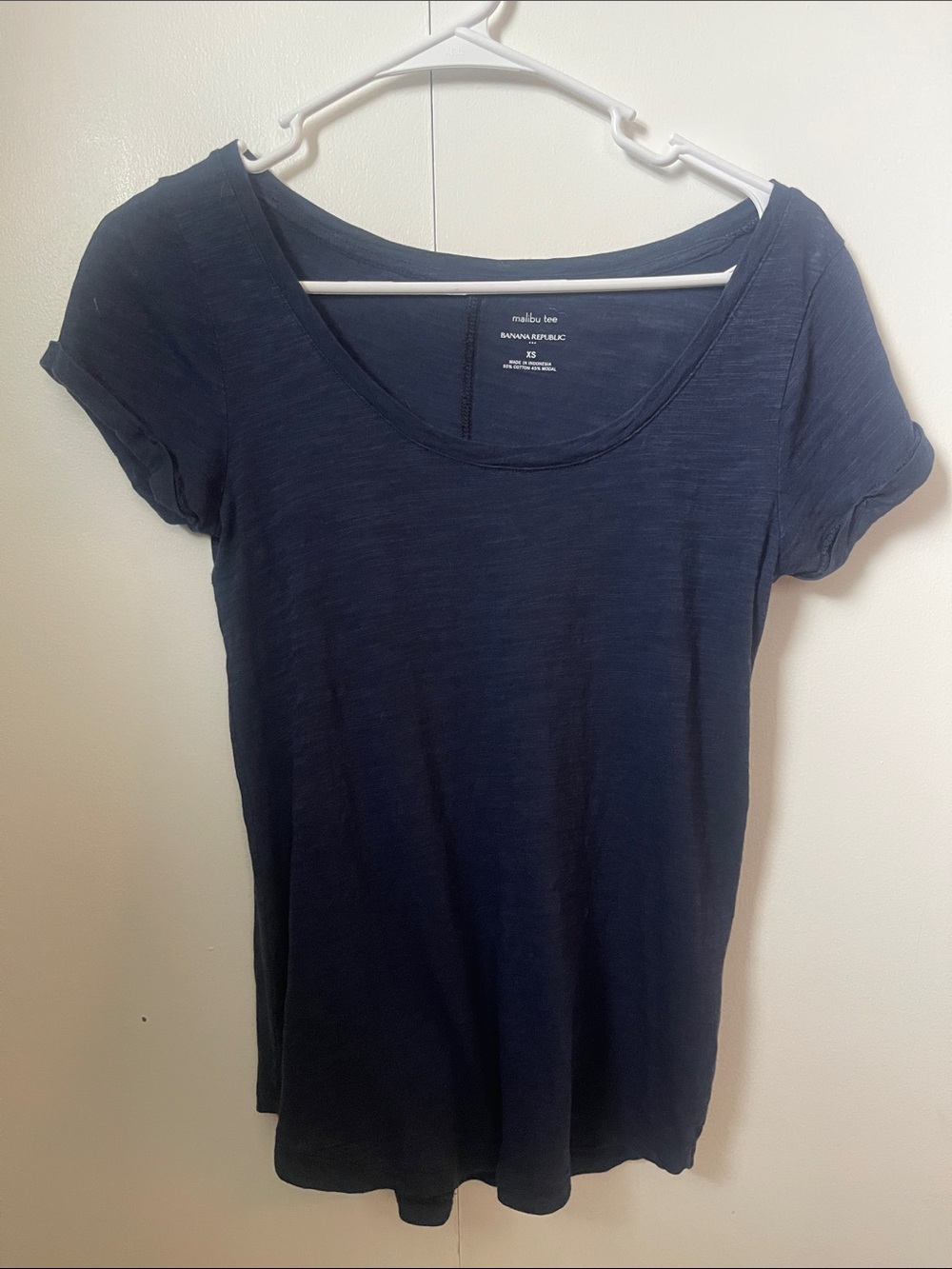 Banana Republic Navy Scoop Neck Short Sleeve Tee